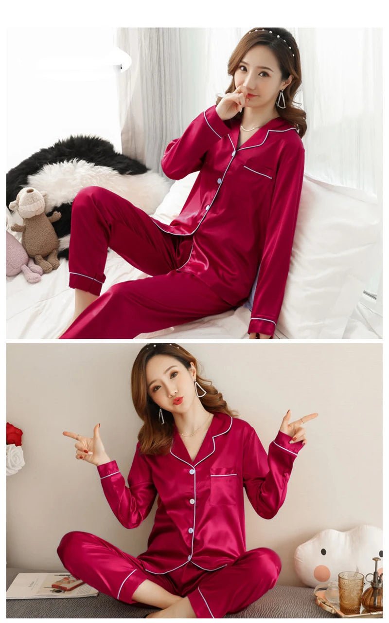 Women’s Luxury Silk and Polyester Pajama Set - Image 9