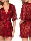 Lingerie Women Lace Hollow-out Robe Suits Pajamas